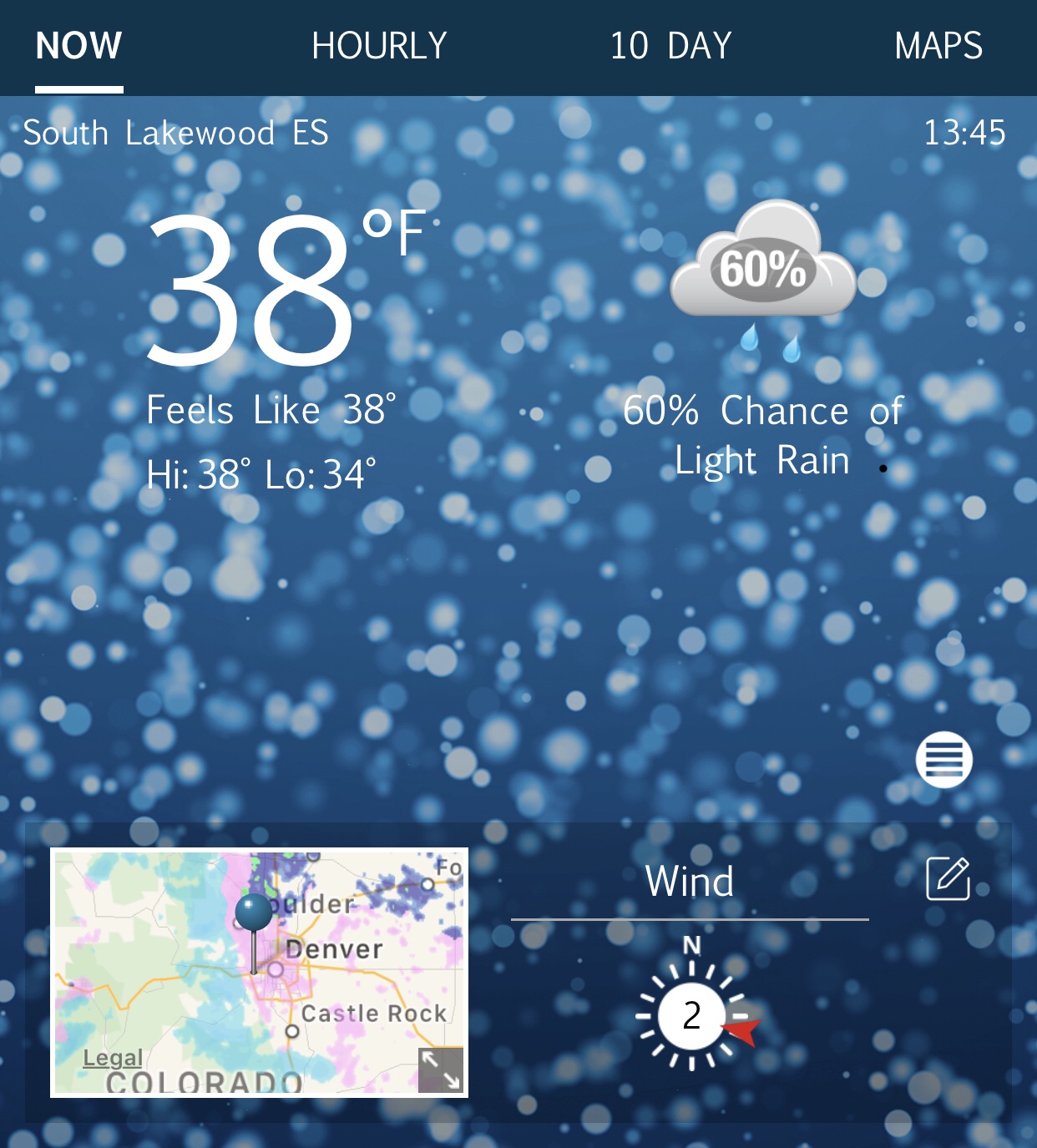 It's 38 degrees with snow flurries around